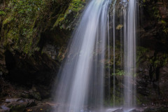 Grotto Falls cascading over mossy rocks