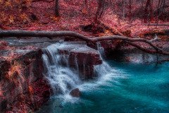 Infrared chrome-toned view of Caron Falls