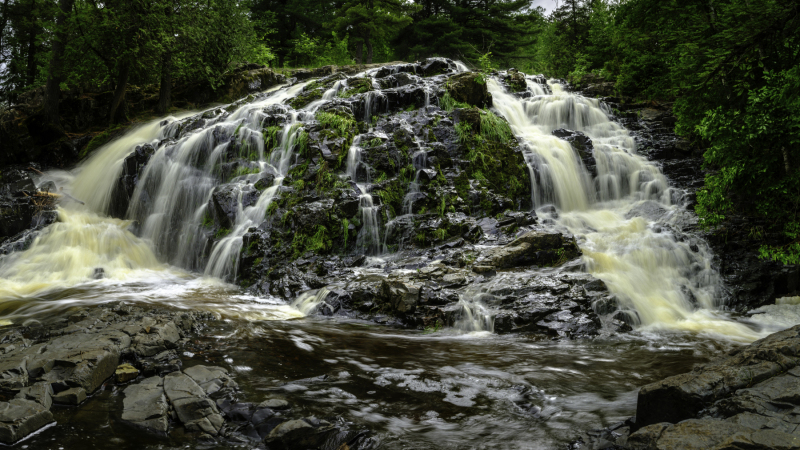 Unnamed Duluth waterfall tumbling down a rocky slope
