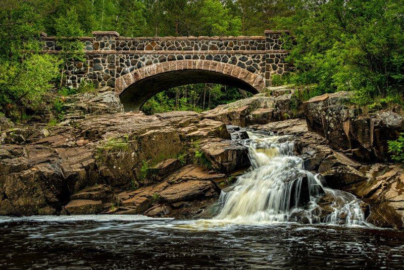 Unnamed waterfall flowing through the woods near Duluth, Minnesota